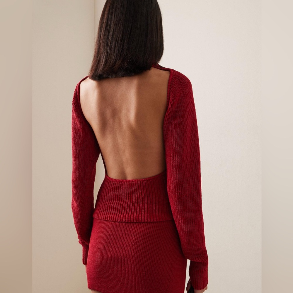 Aya Muse Exclusive Open Back Knit Cotton-Blend Top size L